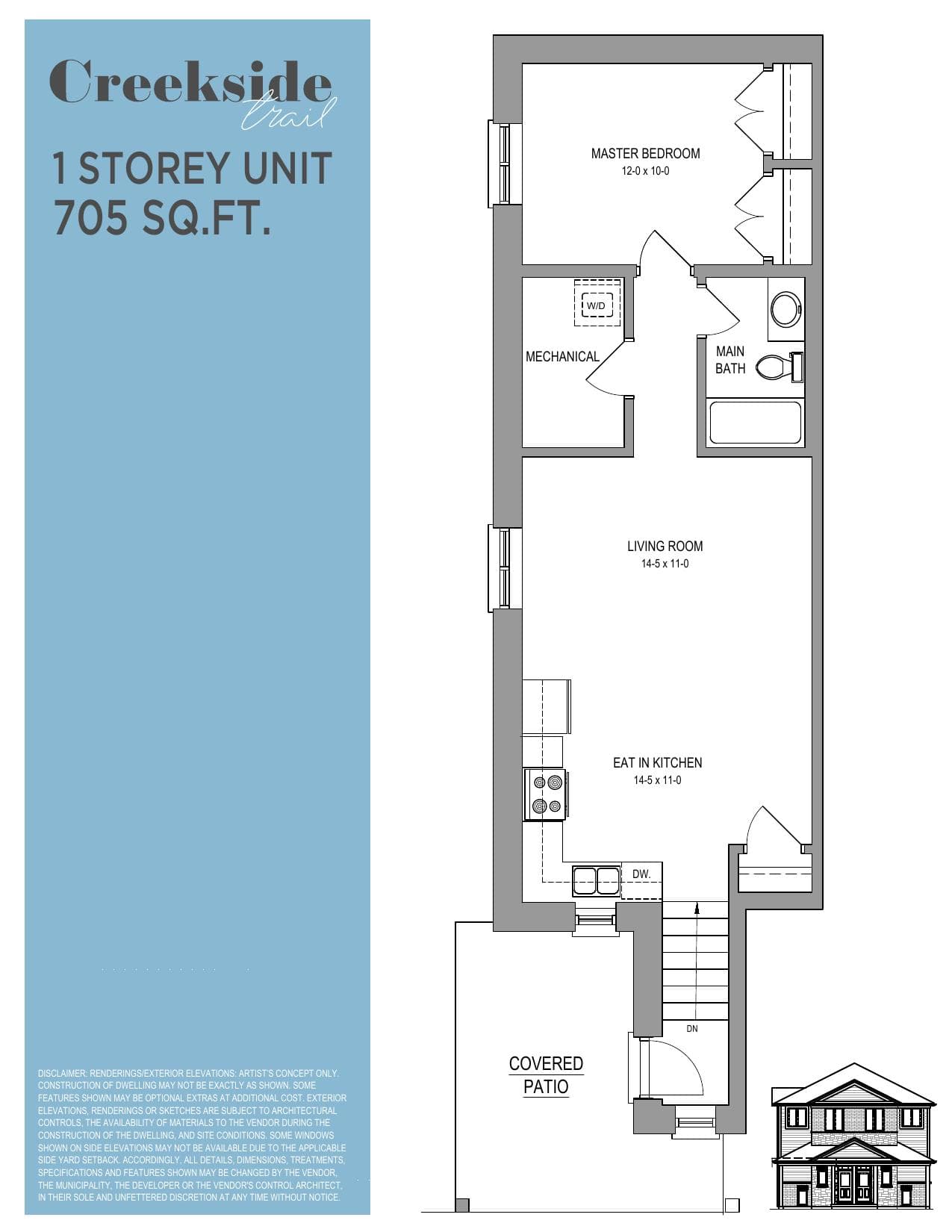 705 sq.ft. Floor Plan at Creekside Trail Towns - 705 sq.ft