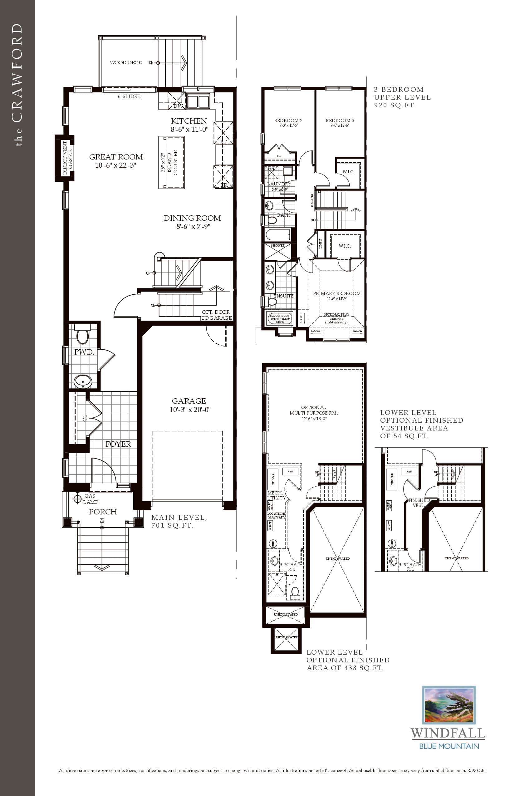 Lot 65L — Crawford B Floor Plan at Windfall at Blue Mountain - 1621 sq.ft