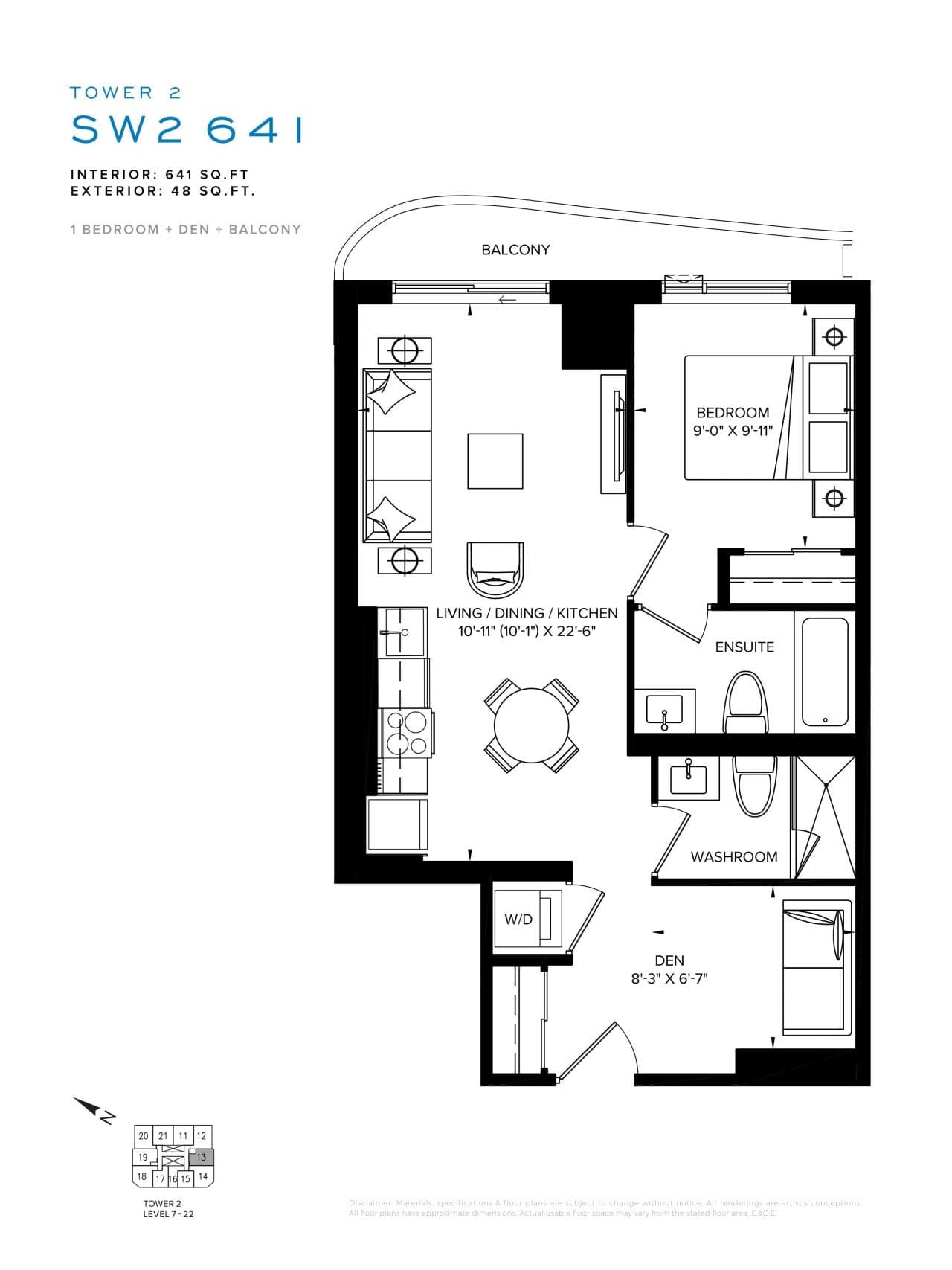 SW2 641 Floor Plan at SXSW Tower 2 Condos (SXSW2) - 641 sq.ft