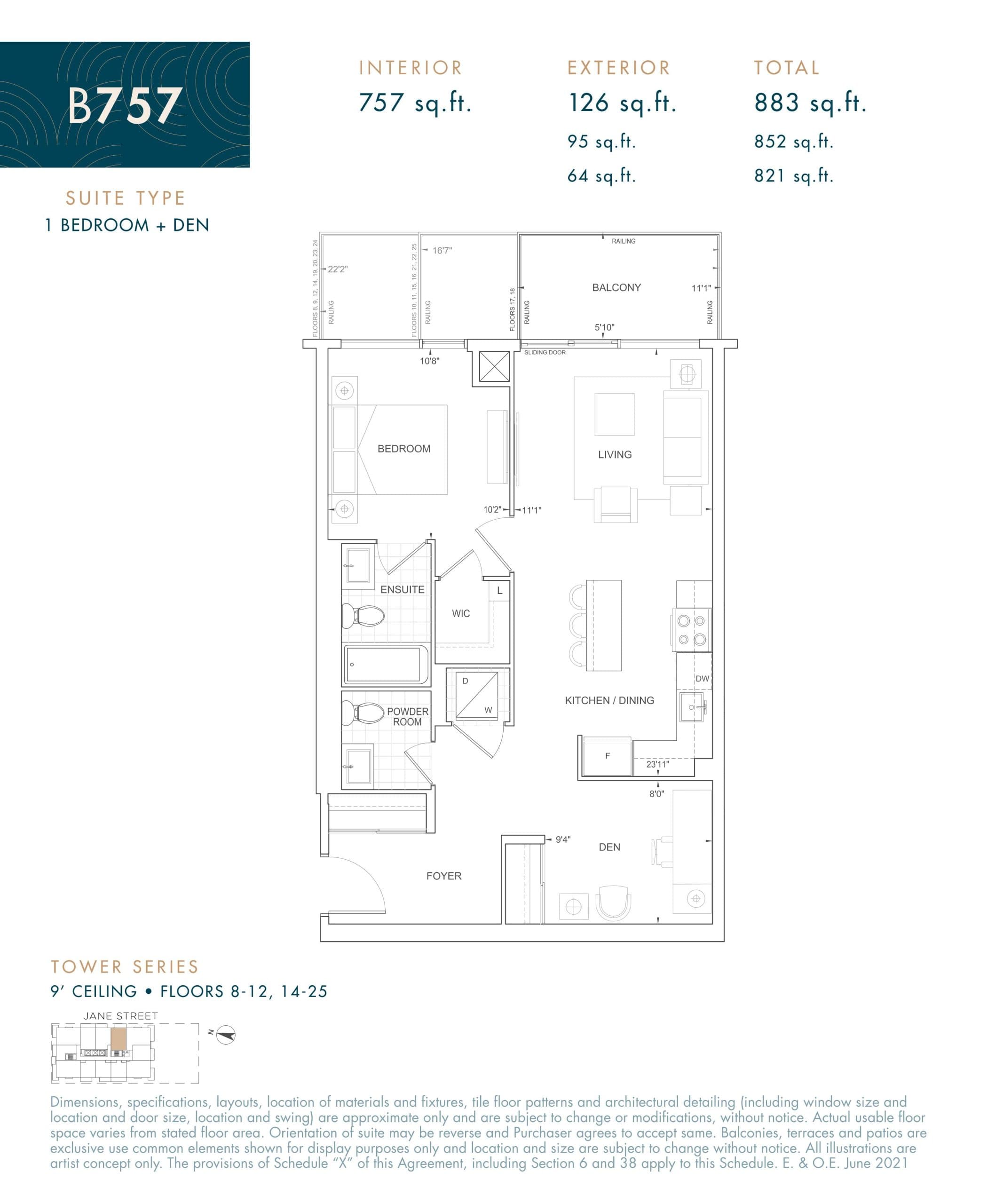 B757 Floor Plan at The Fifth at Charisma Condos - 757 sq.ft