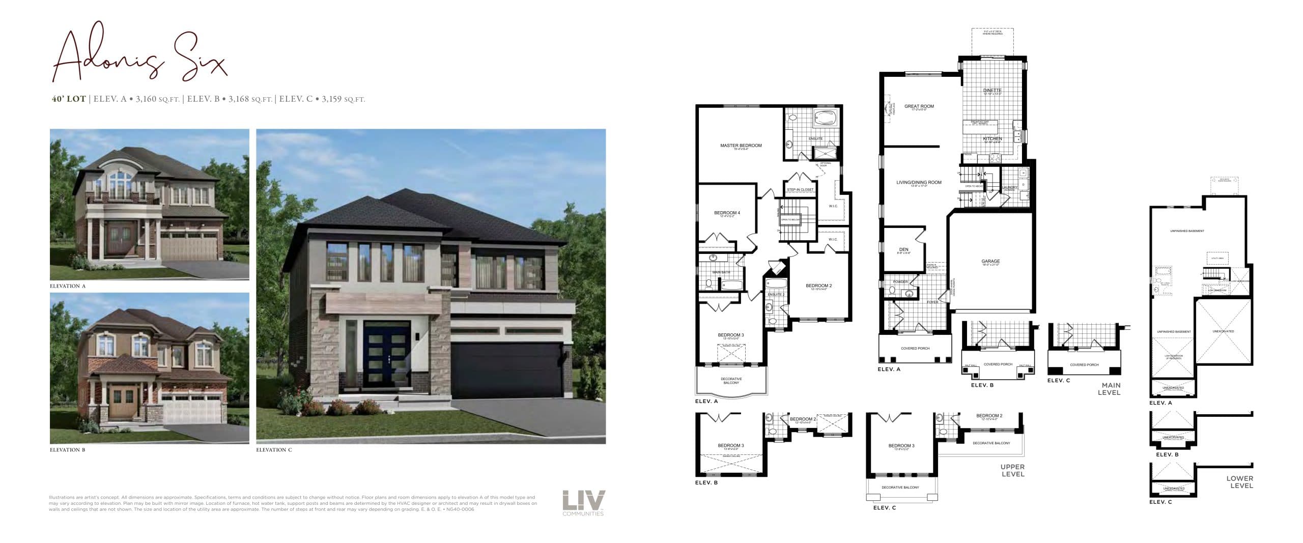Adonis Six Elev B Floor Plan at Nature’s Grand Towns - 3168 sq.ft