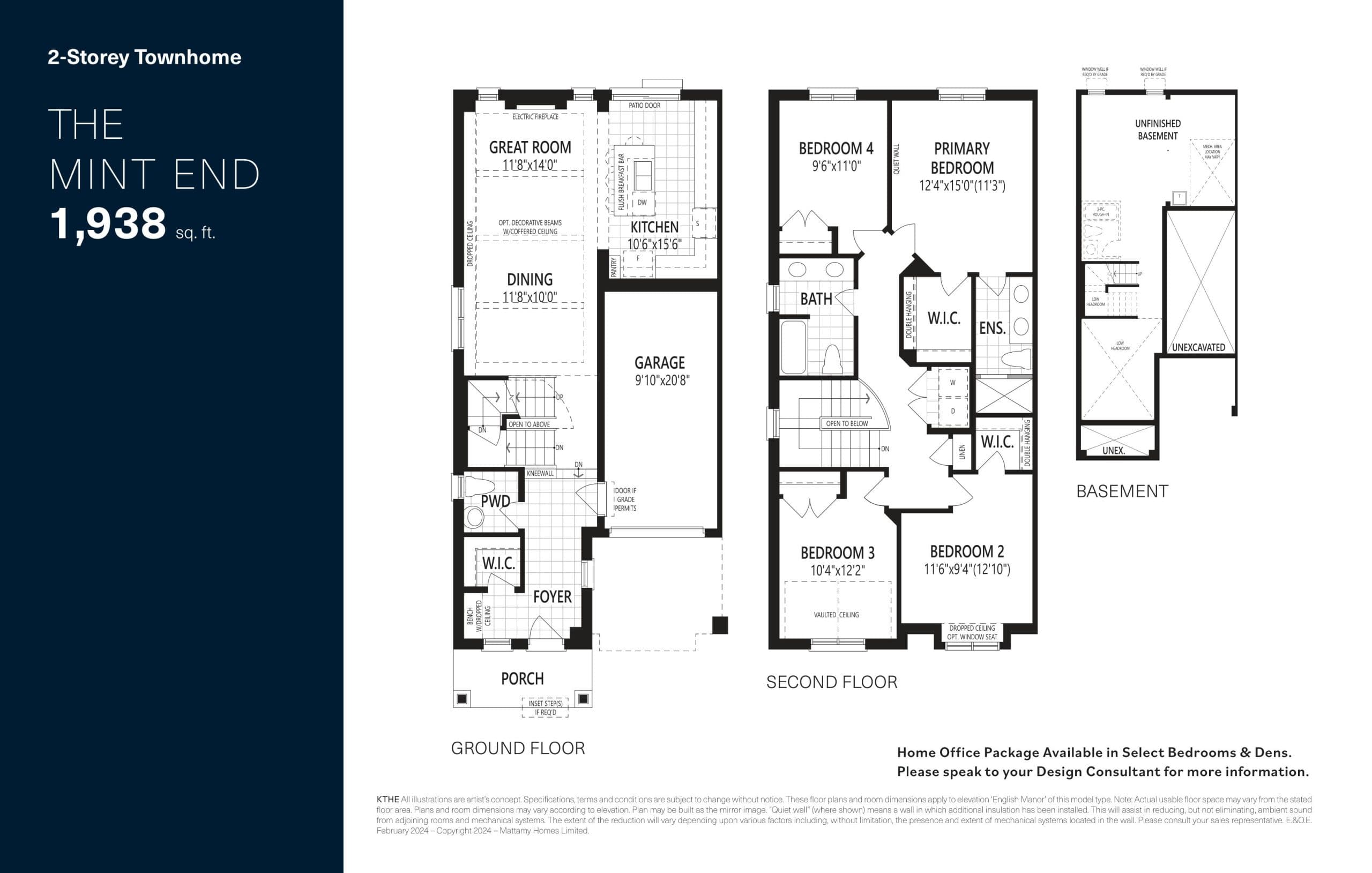 The Mint End Floor Plan at Upper Joshua Creek Phase 6 Towns & Detached - 1938 sq.ft