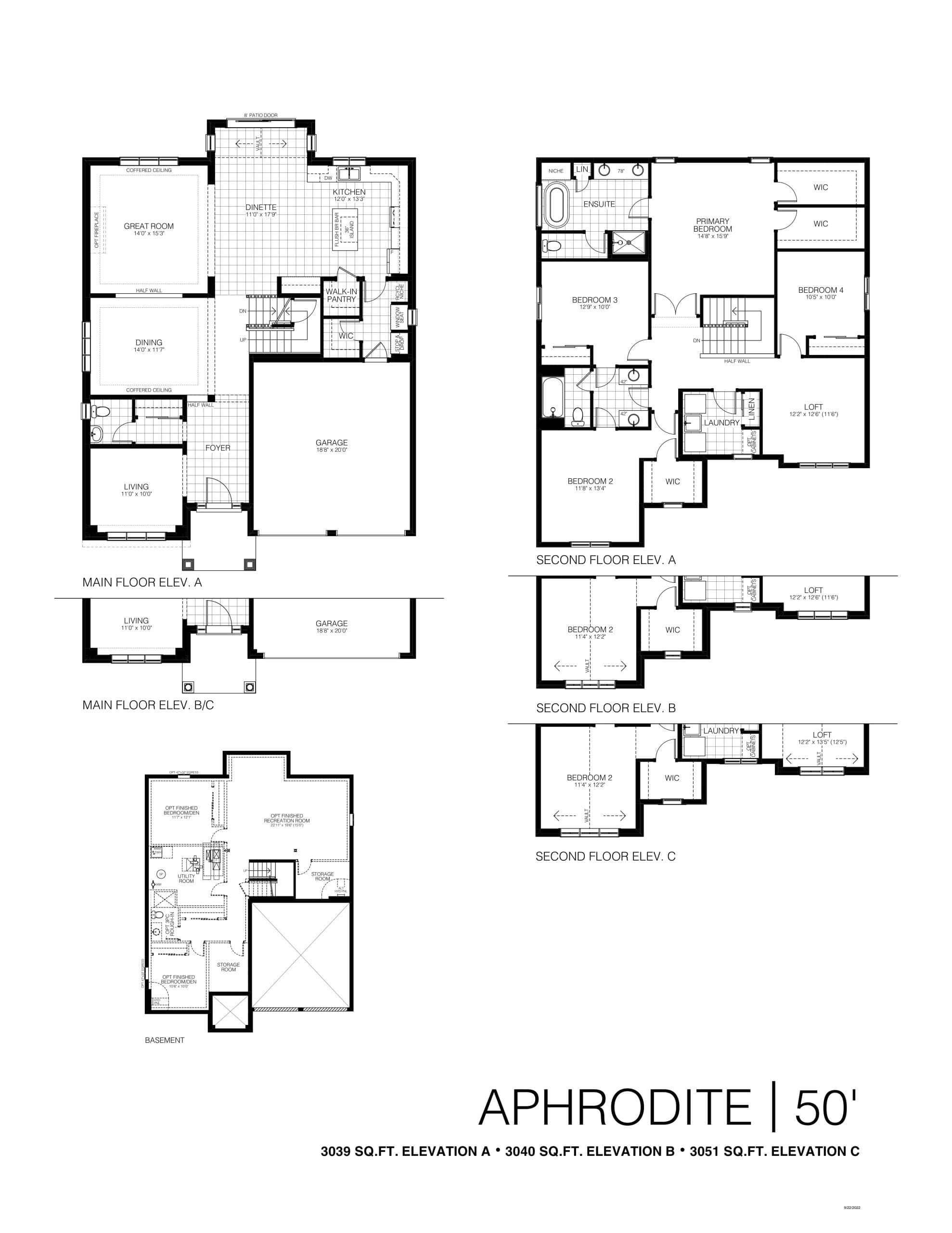 Aphrodite Floor Plan at Westwoods on the Creek - 3039 sq.ft
