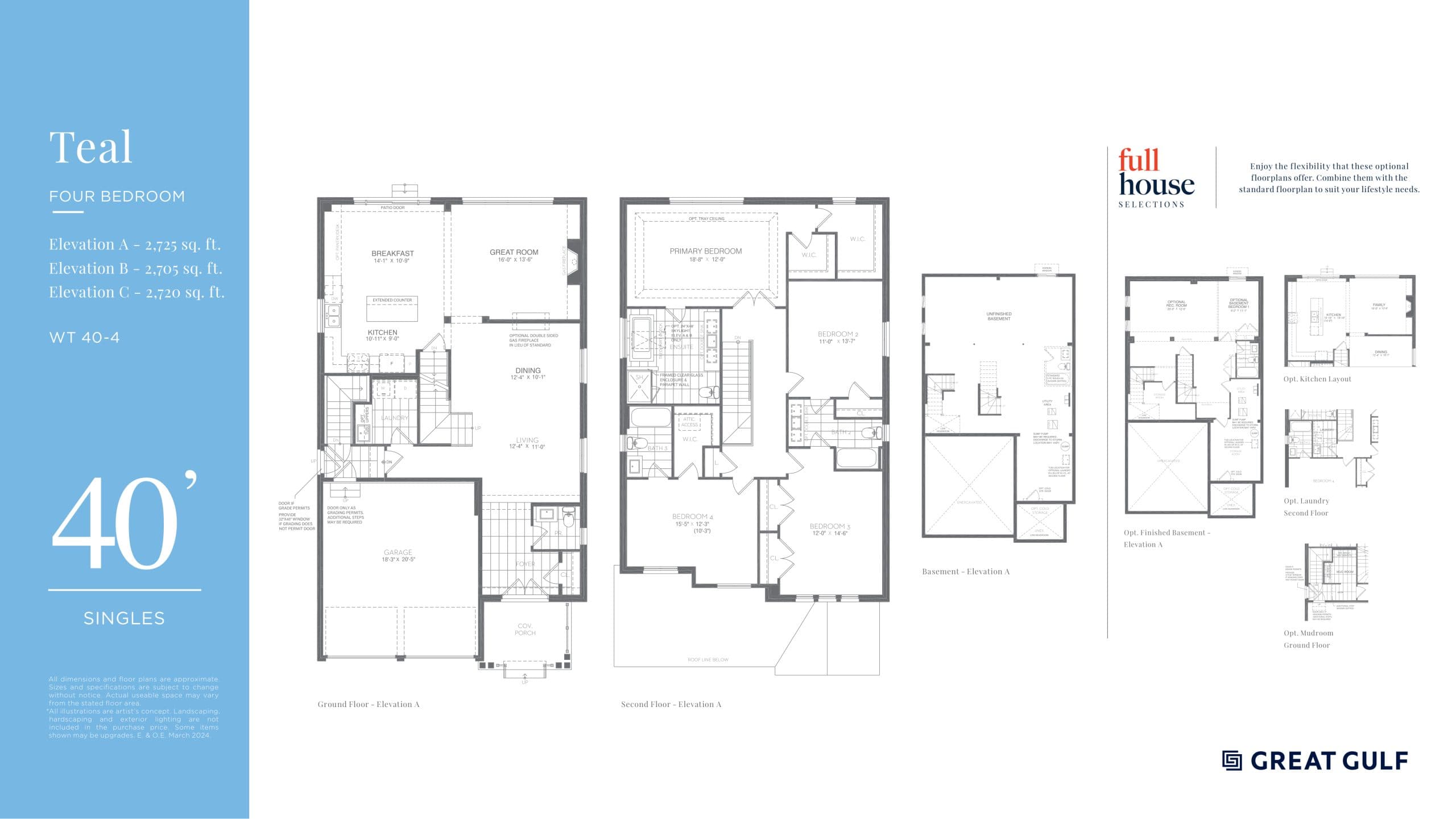 Teal Floor Plan at Whitby Meadows Towns by Great Gulf - 2725 sq.ft