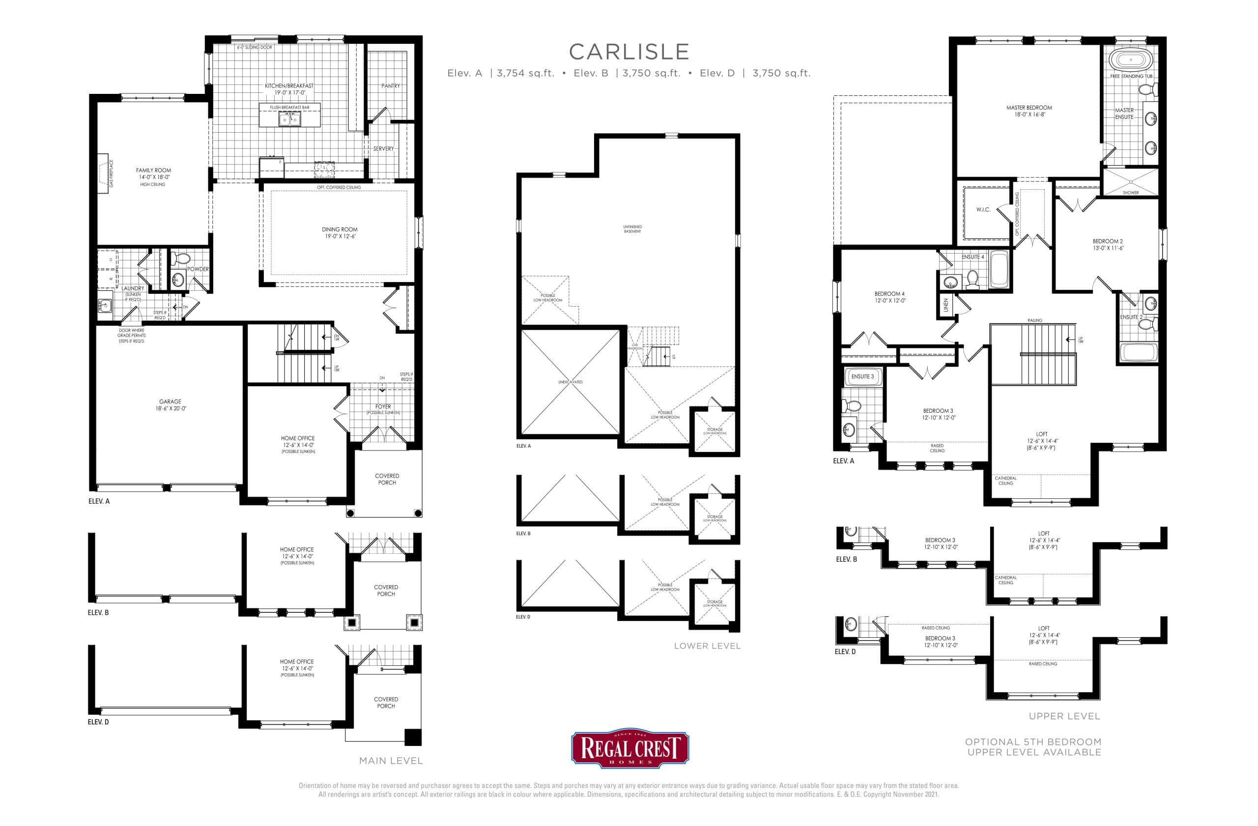 Carlisle Floor Plan at Bondhead Phase 2 by Regal Crest Homes - 3754 sq.ft