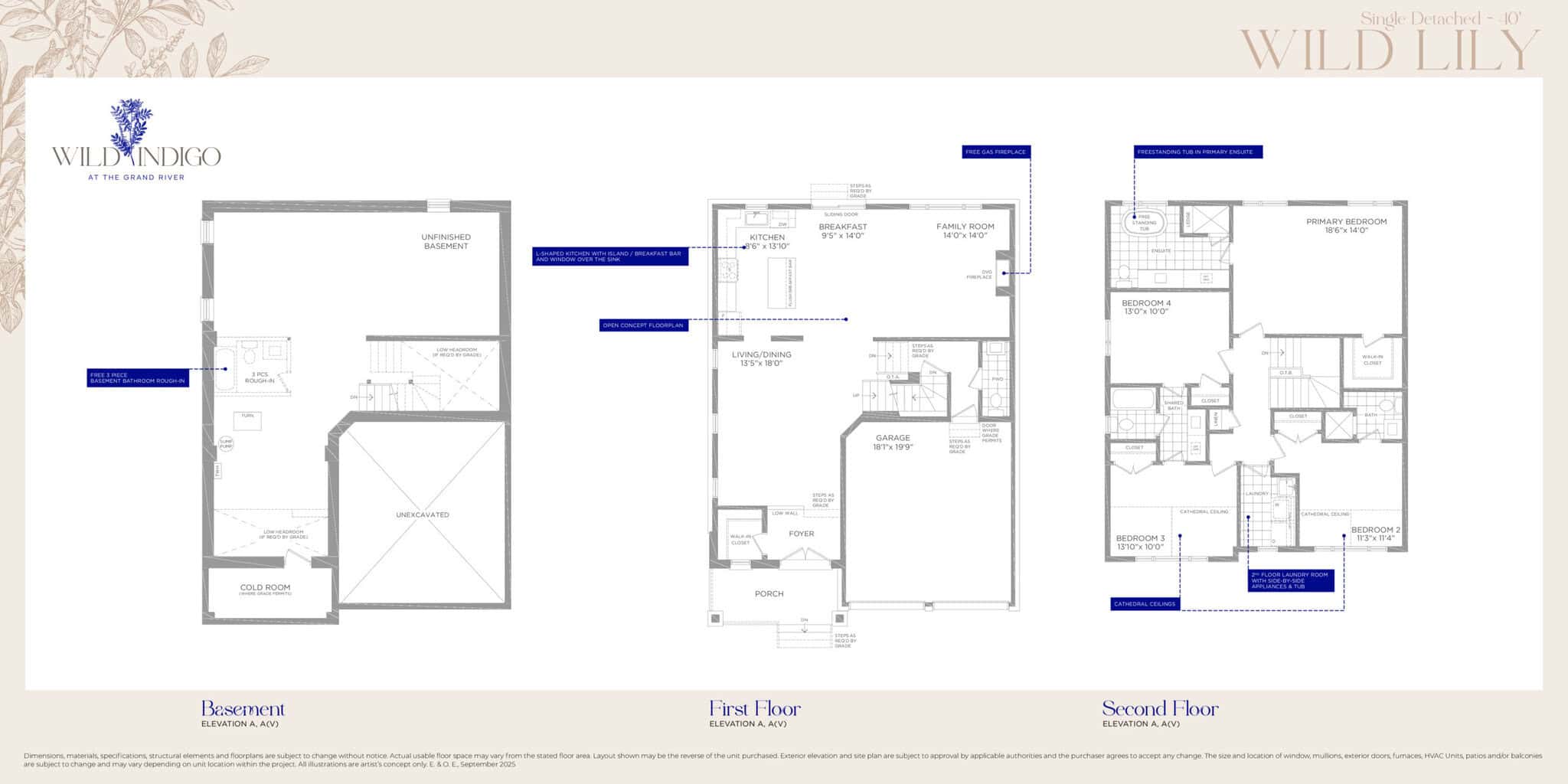 Wild Lily Floor Plan at Wild Indigo at the Grand River Towns - 2339 sq.ft