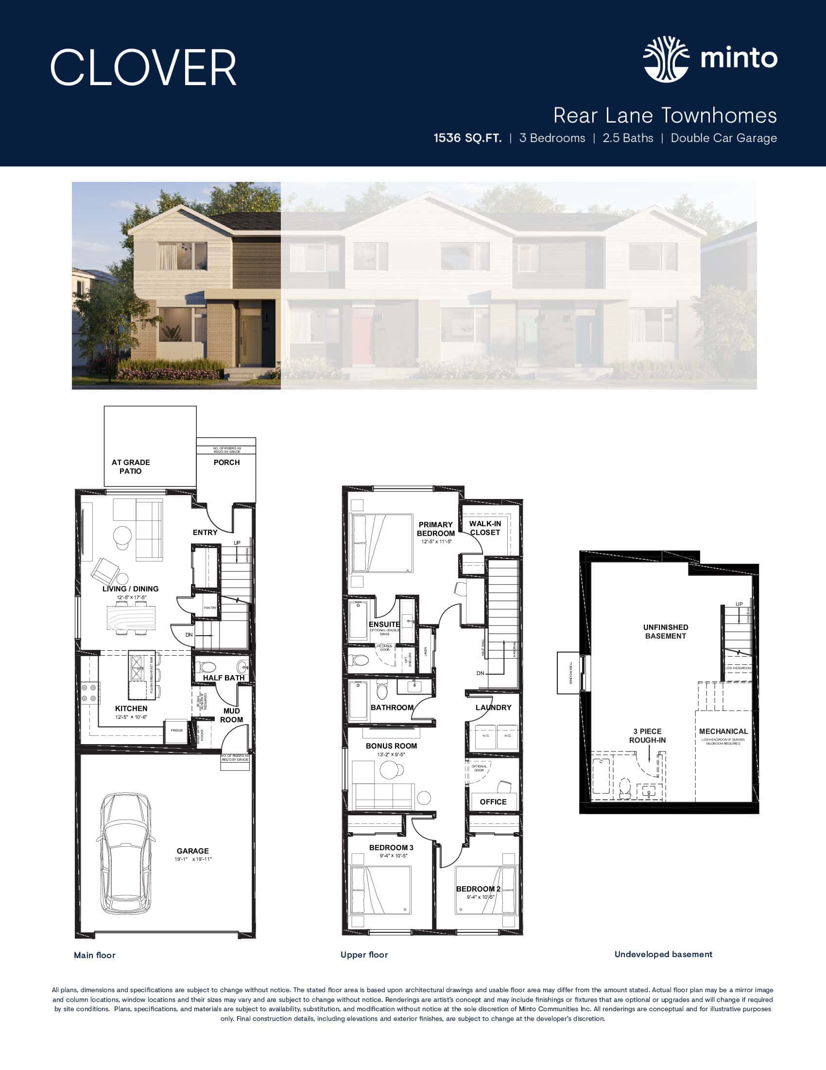 Clover Floor Plan at East Hills Crossing Towns - 1536 sq.ft