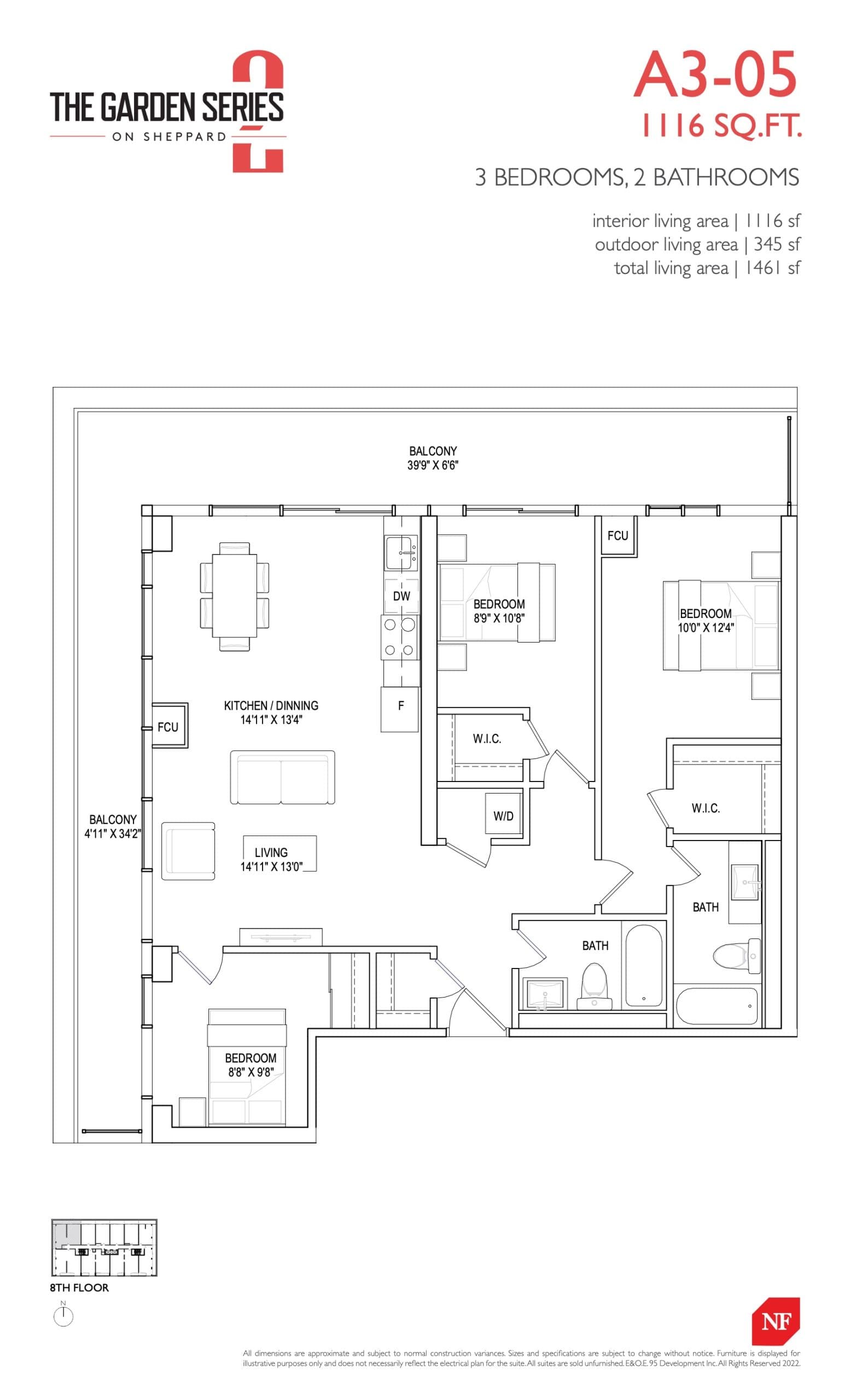 A3-05 (A806) Floor Plan at The Garden Series 2 Condos - 1116 sq.ft