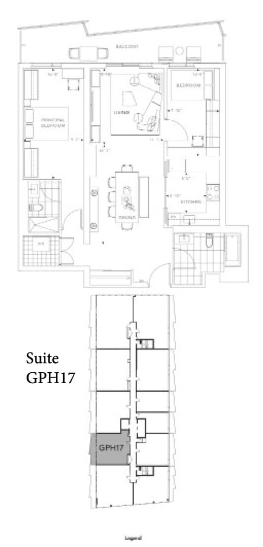 Suite GPH17 - Classic Series II Floor Plan at Tridel at The Well Condos - 1021 sq.ft