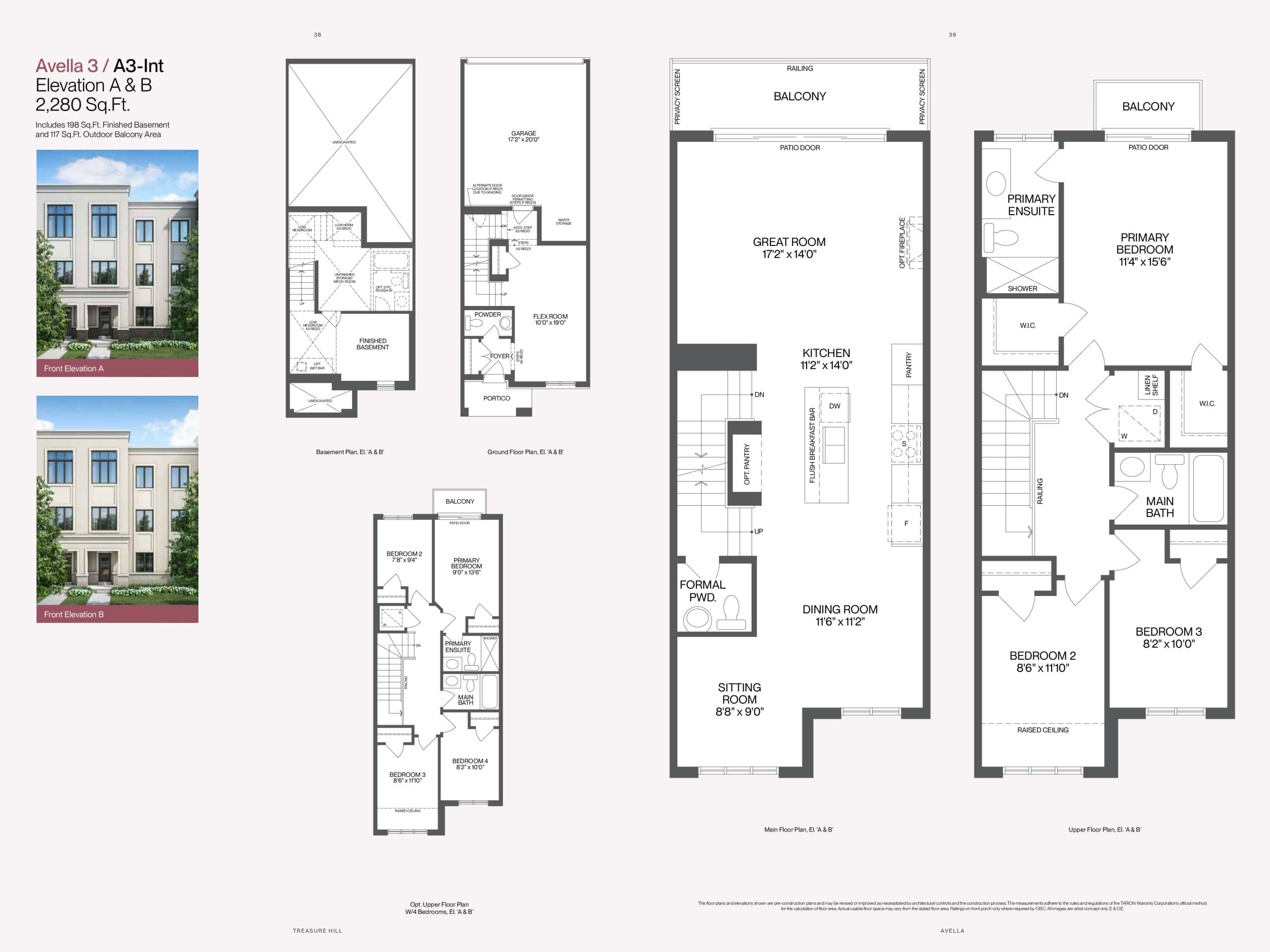 Avella 3 / A3-Int Floor Plan at Avella by Treasure Hill Homes - 2280 sq.ft