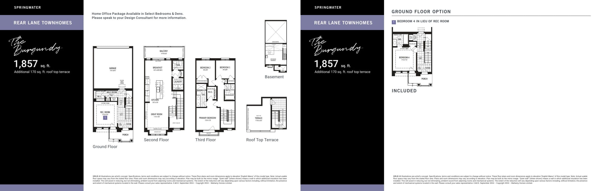 The Burgundy Floor Plan at Springwater Phase 3 - 1857 sq.ft