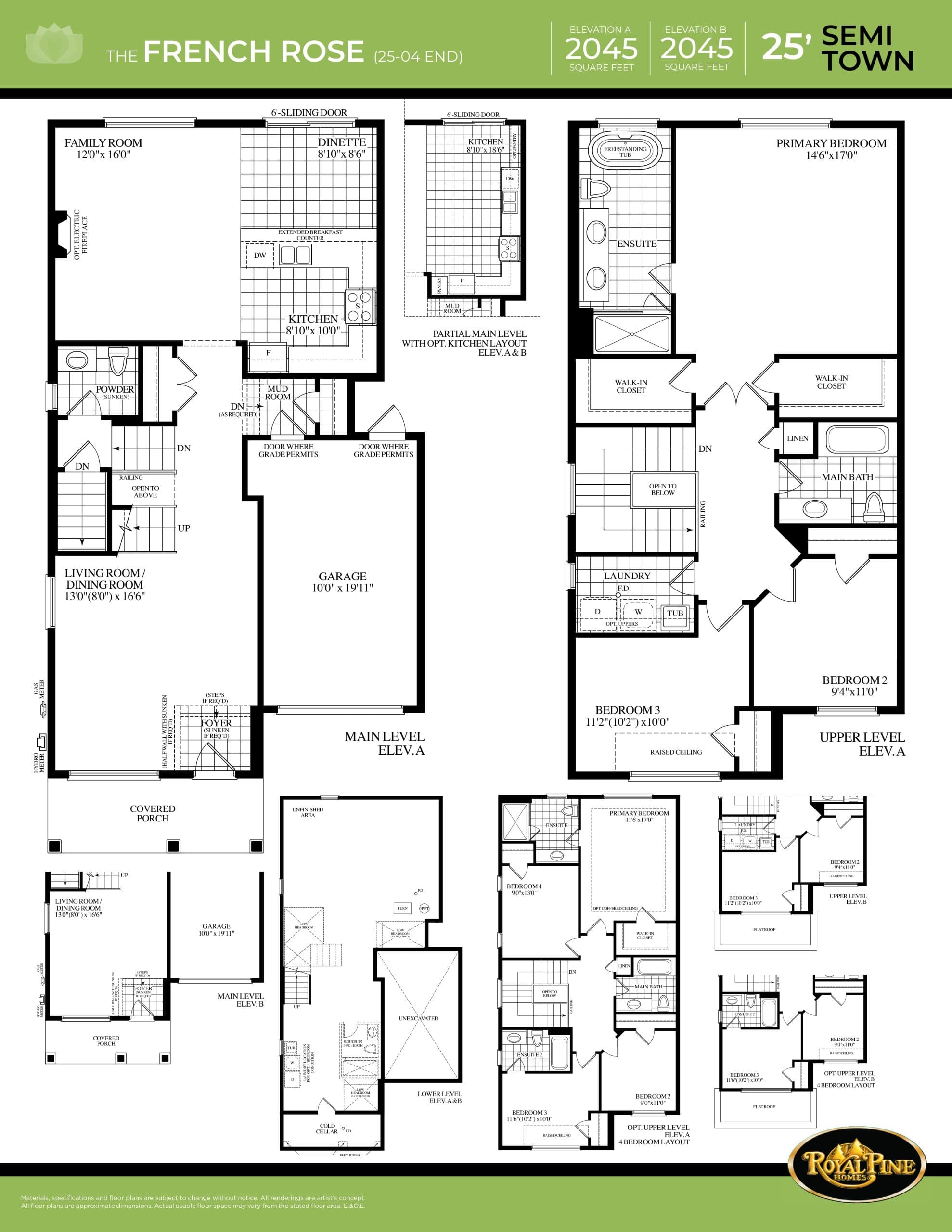 The French Rose Floor Plan at Mayfield Village by Royal Pine Homes - 2045 sq.ft