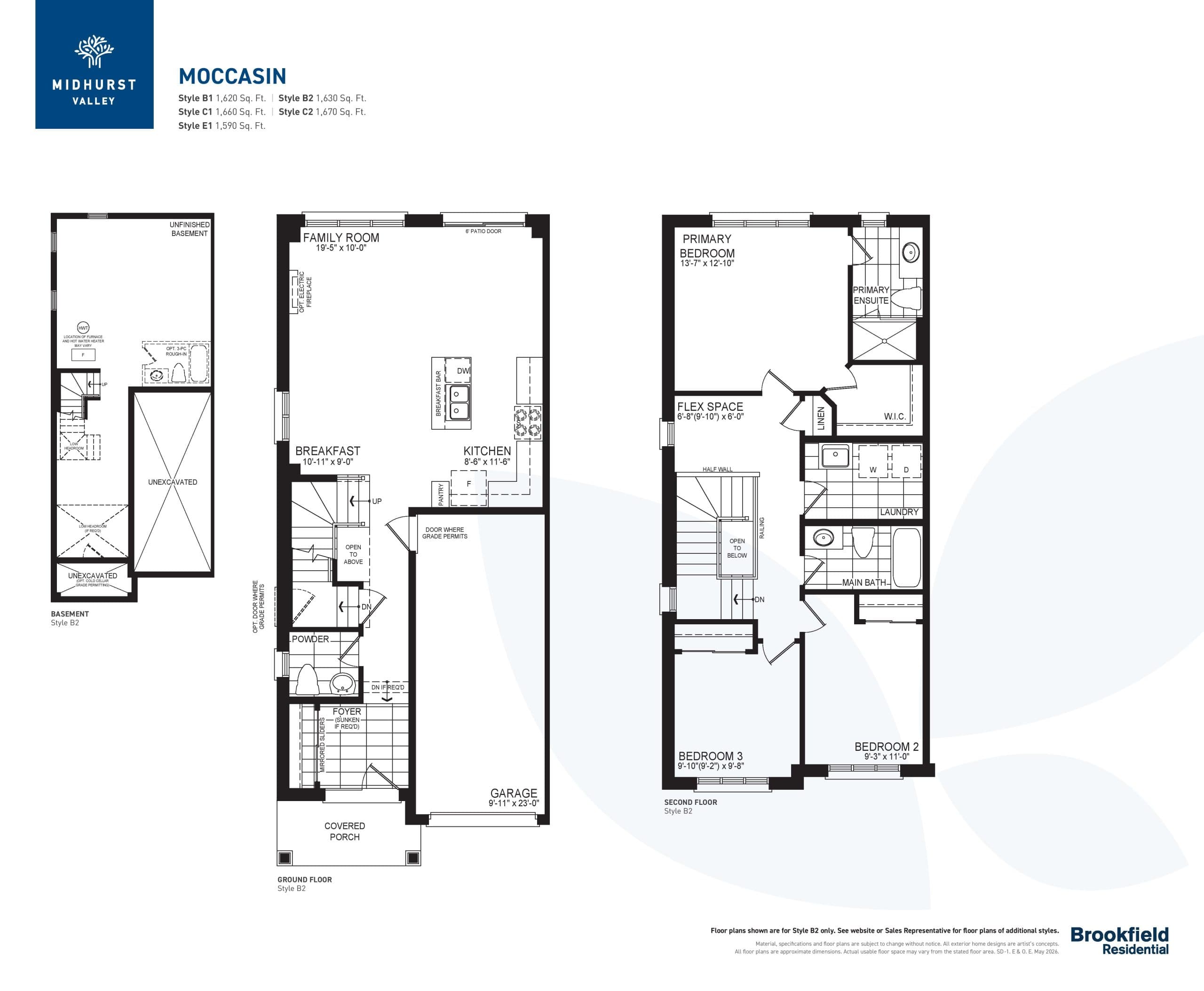Moccasin Floor Plan at Midhurst Valley Phase 2 by Brookfield Residential - 1590 sq.ft