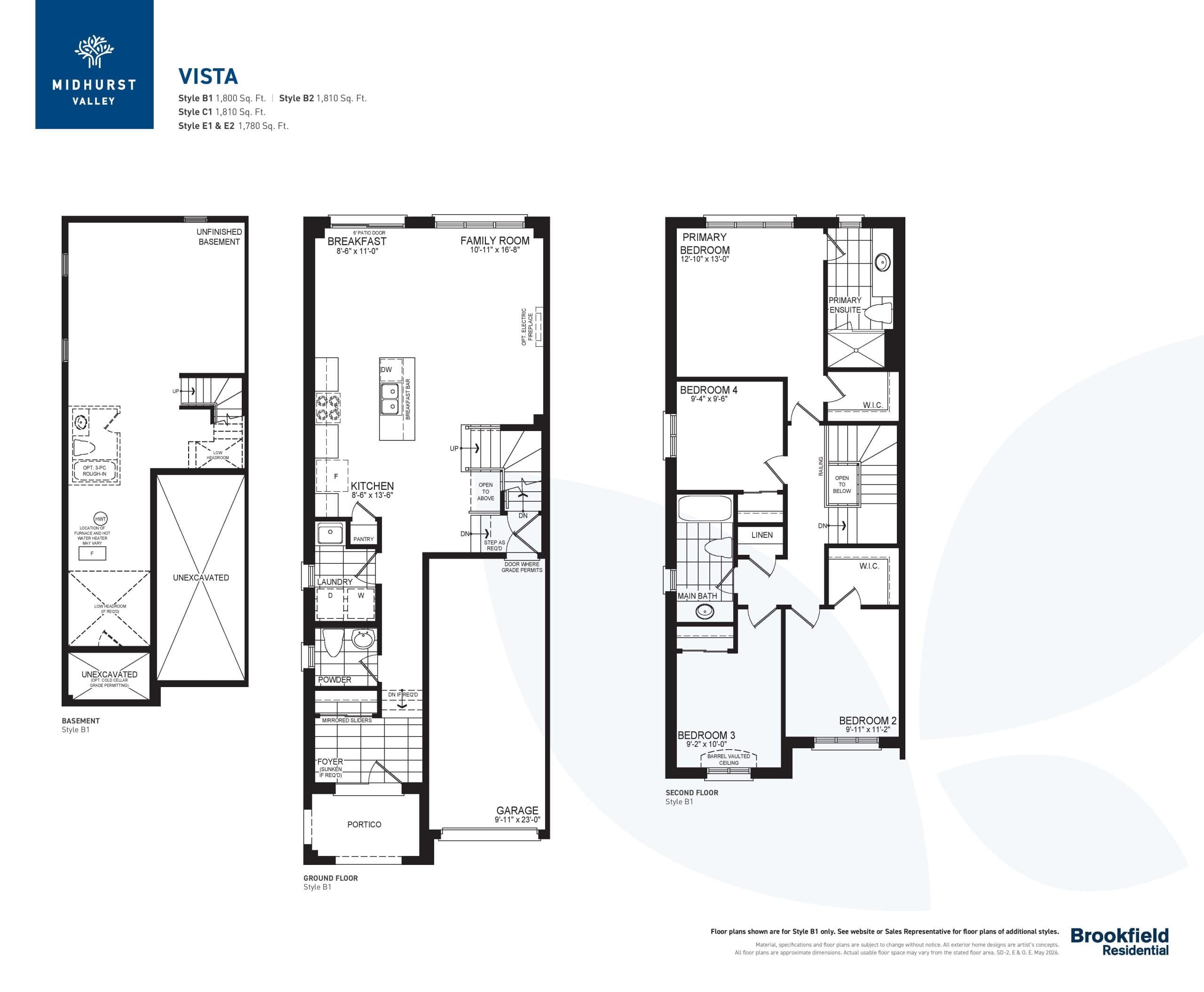 Vista Floor Plan at Midhurst Valley Phase 2 by Brookfield Residential - 1780 sq.ft