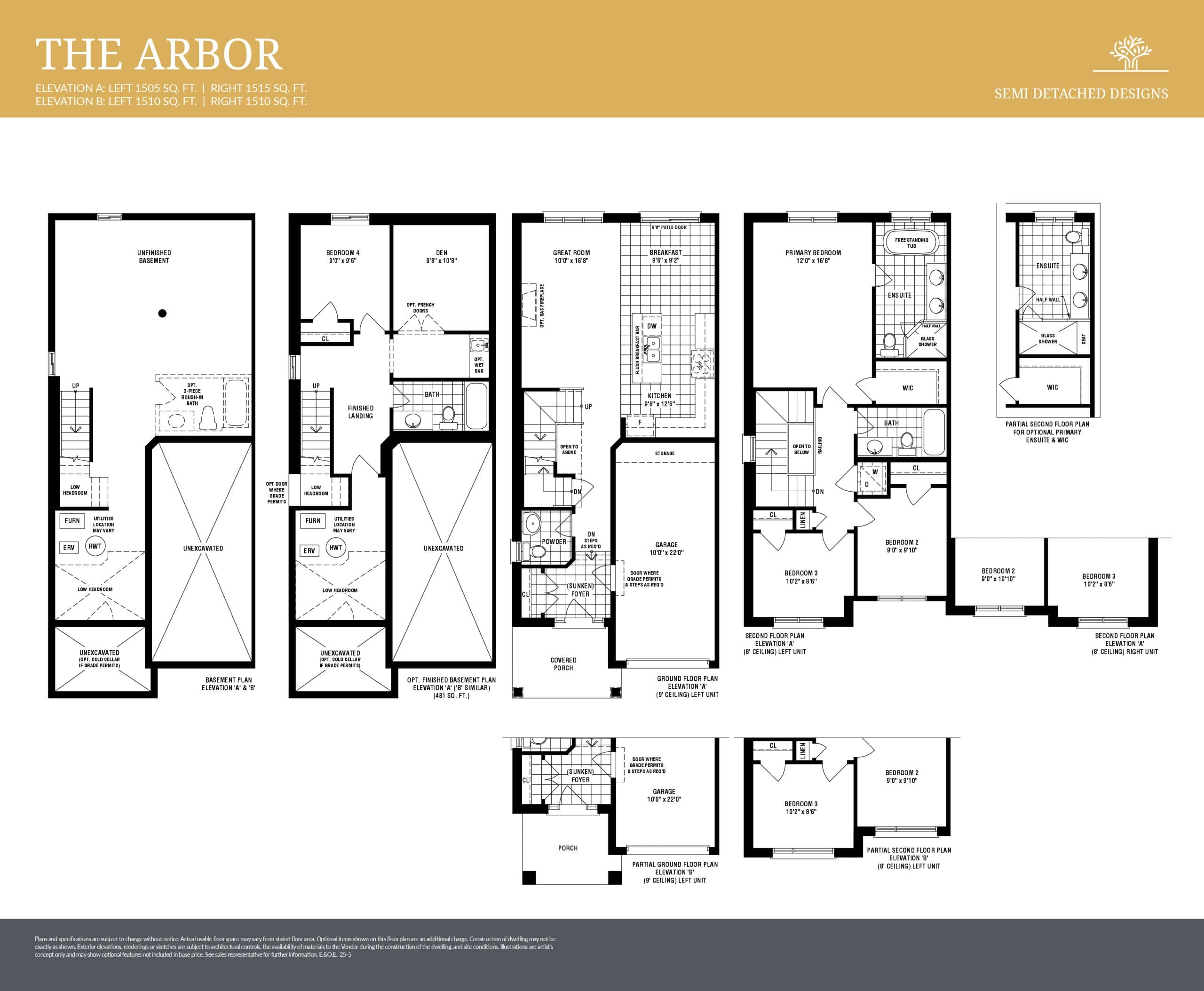 The Arbor Floor Plan at Midhurst Valley Phase 2 by Sundance Homes - 1505 sq.ft
