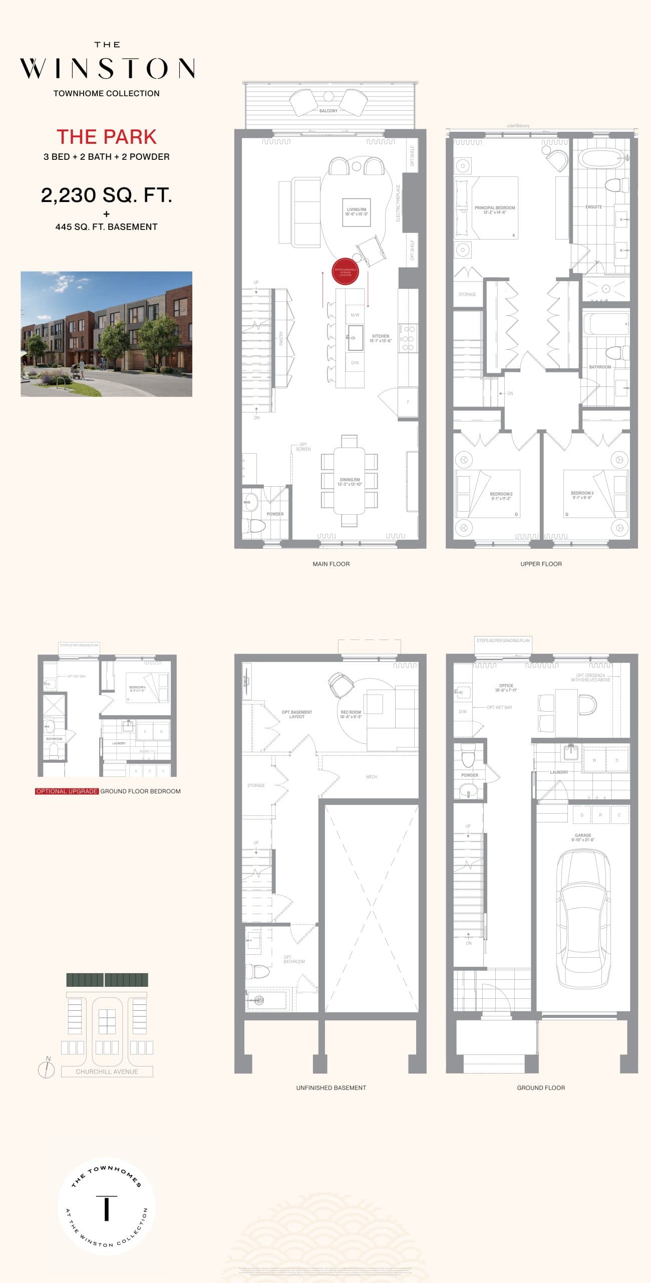 The Park Floor Plan at The Winston Collection Towns - 2230 sq.ft