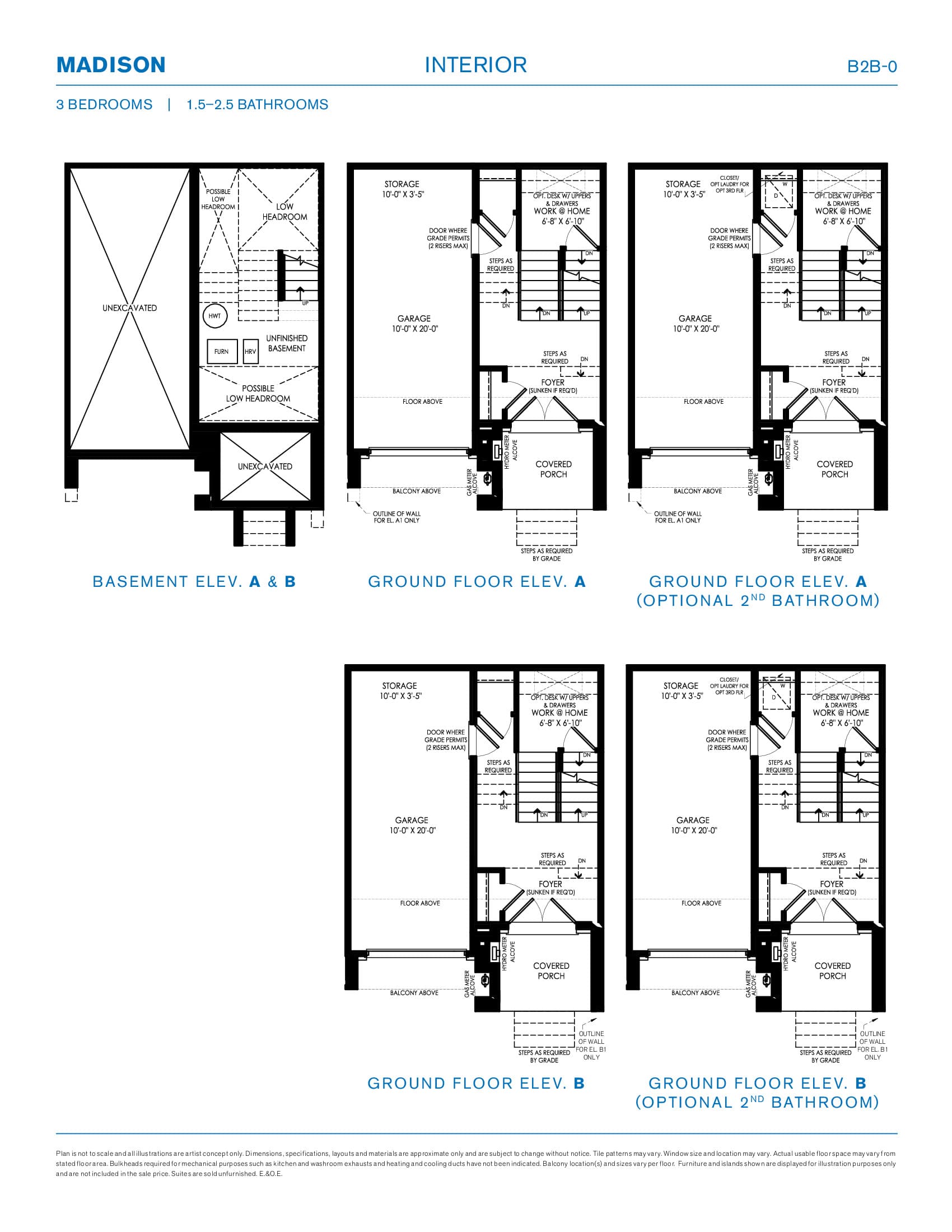 Madison Interior Floor Plan at Wasaga Walk Towns - 1234 sq.ft