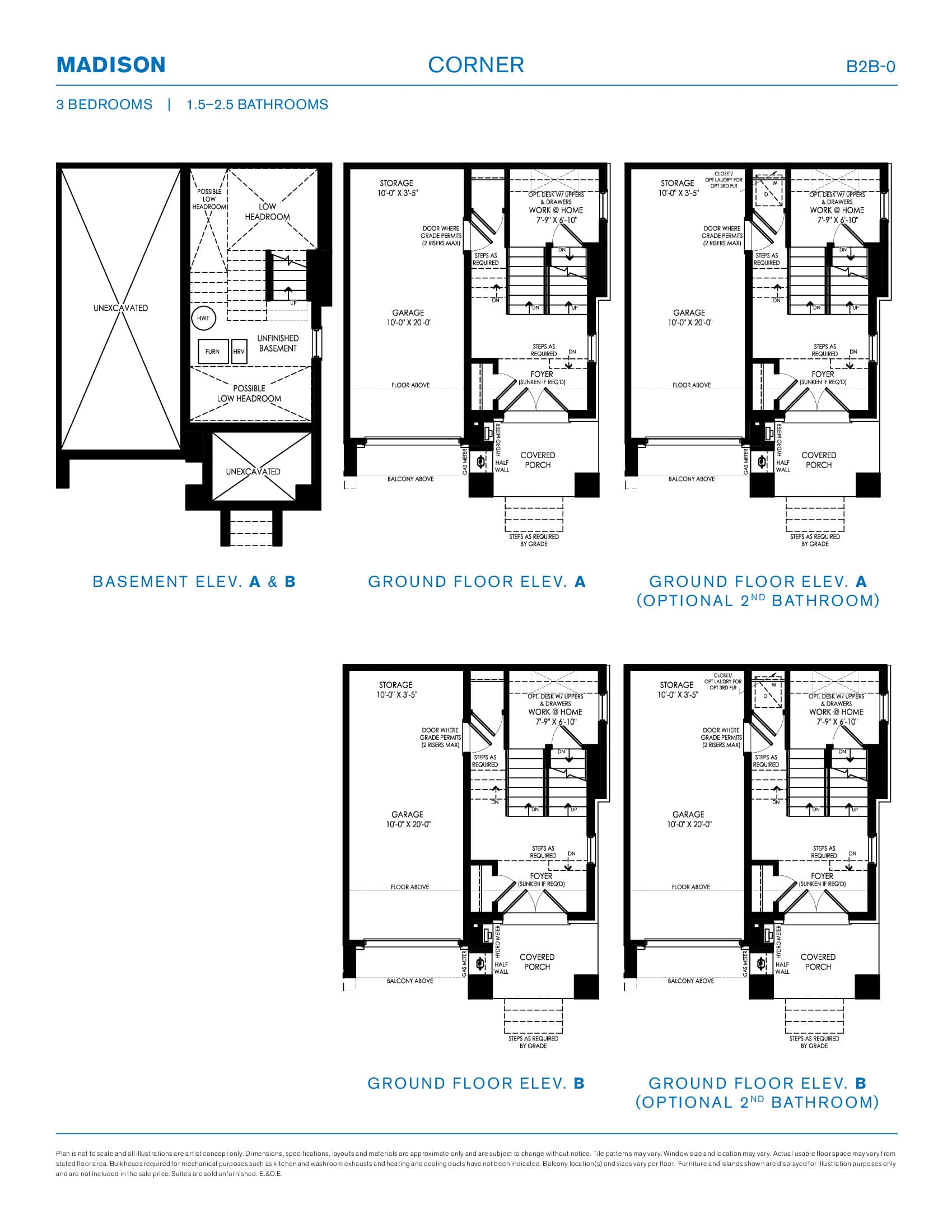 Madison Corner Floor Plan at Wasaga Walk Towns - 1288 sq.ft