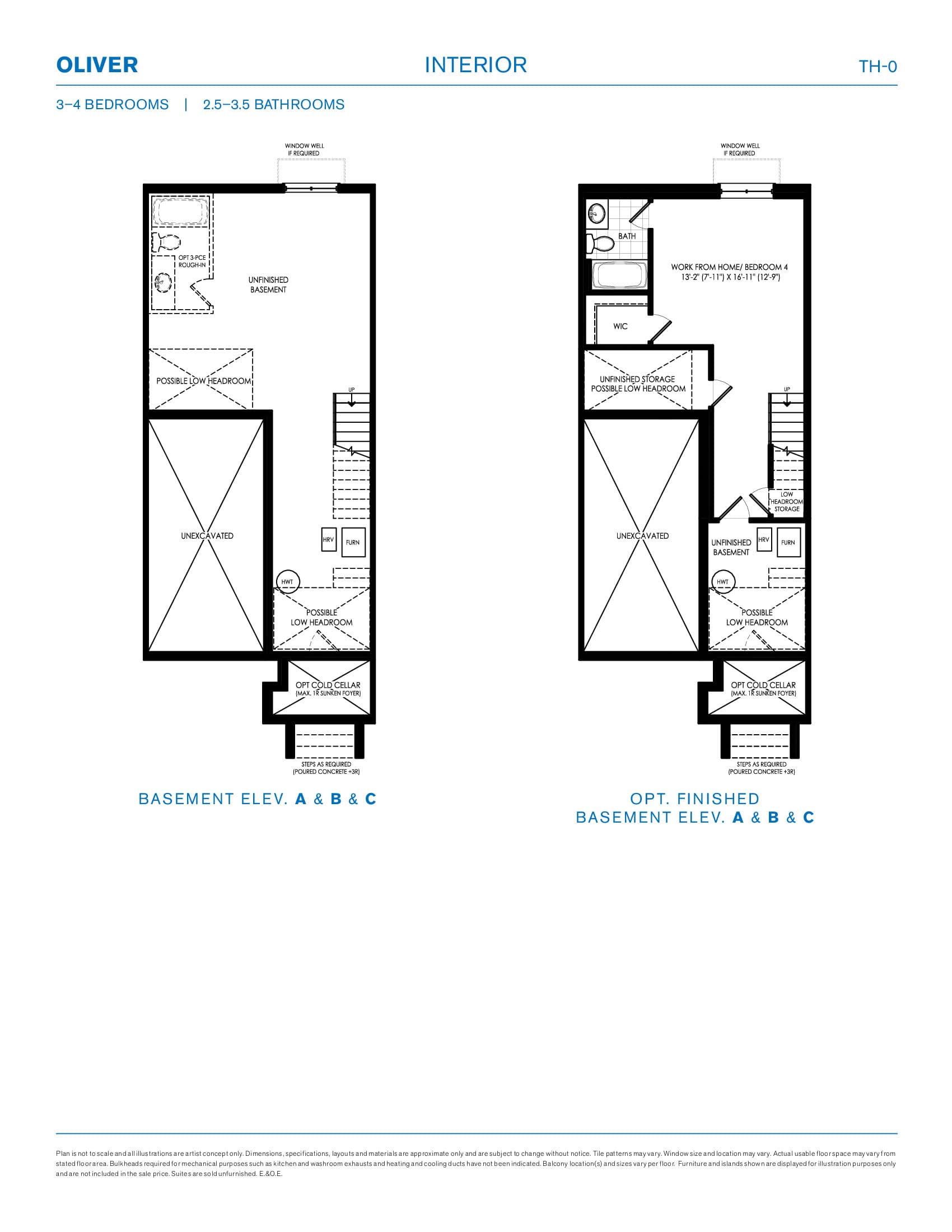 Oliver Interior Floor Plan at Wasaga Walk Towns - 1332 sq.ft