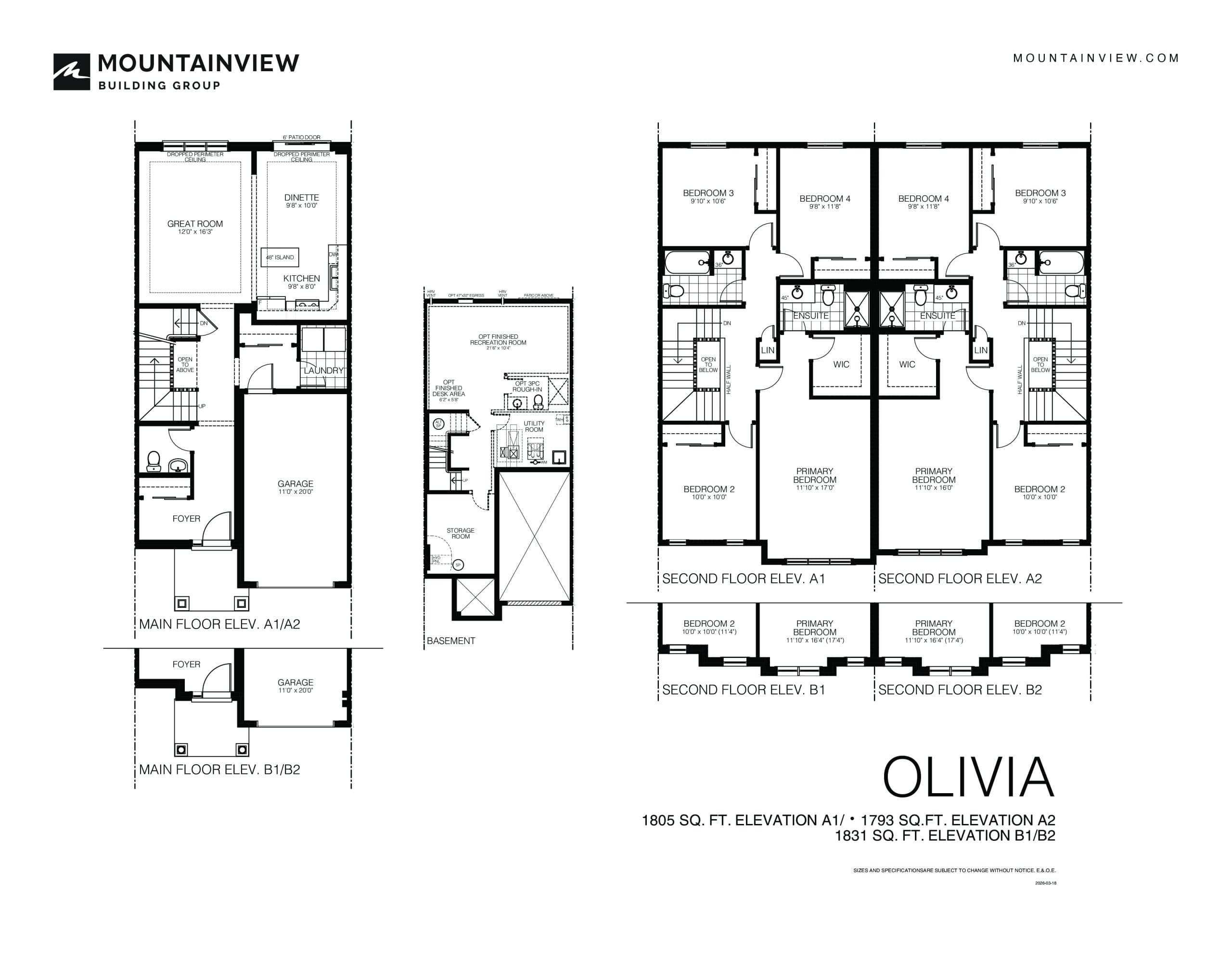Olivia Floor Plan at West Community Towns - 1793 sq.ft
