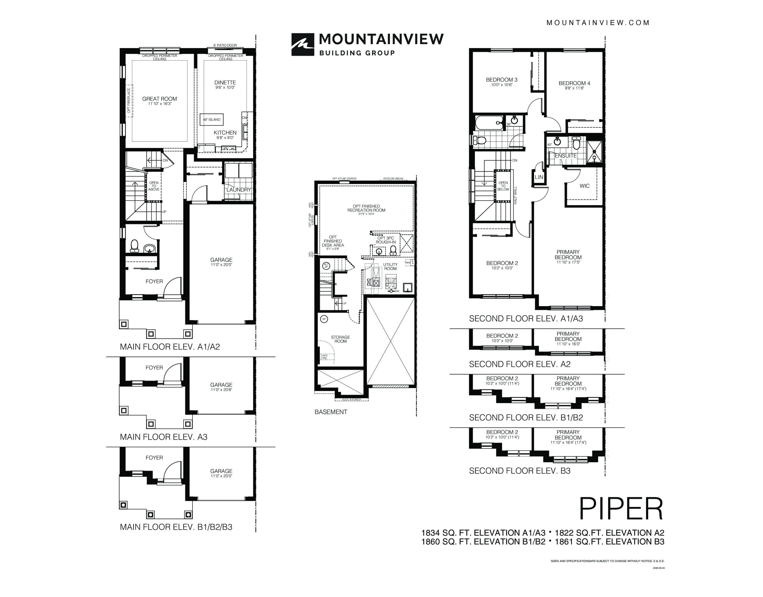 Piper Floor Plan at West Community Towns - 1822 sq.ft
