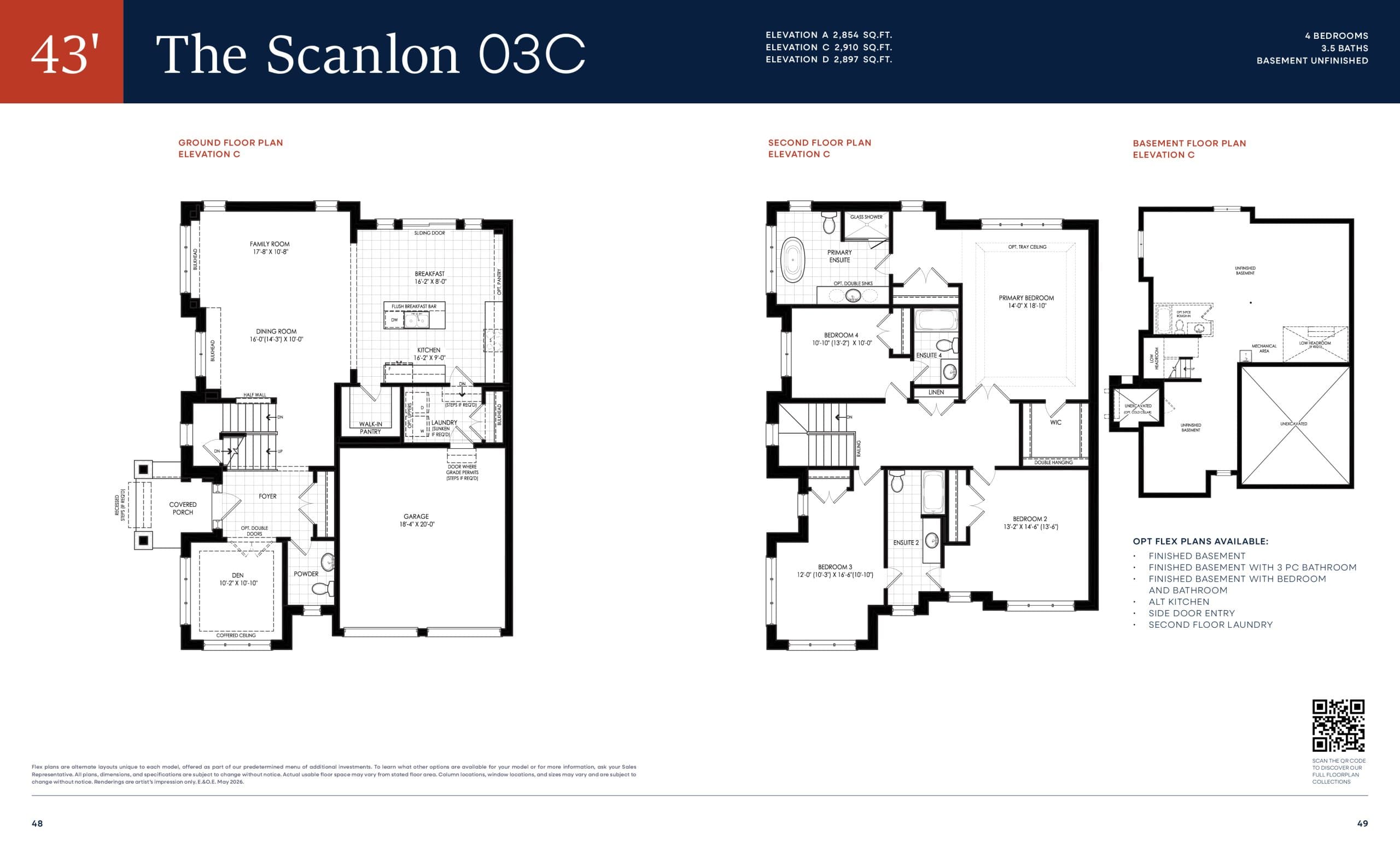 The Scanlon 03C Floor Plan at Queen's Landing by Minto - 2854 sq.ft